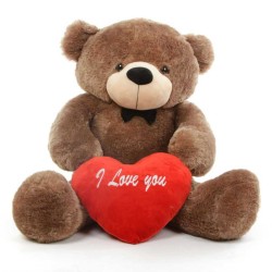 3.5 feet big dark brown teddy bear with red I Love You Heart